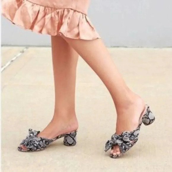 Loeffler Randall Penny Pleated Bow Heel Snakeskin Print - Picture 1 of 8